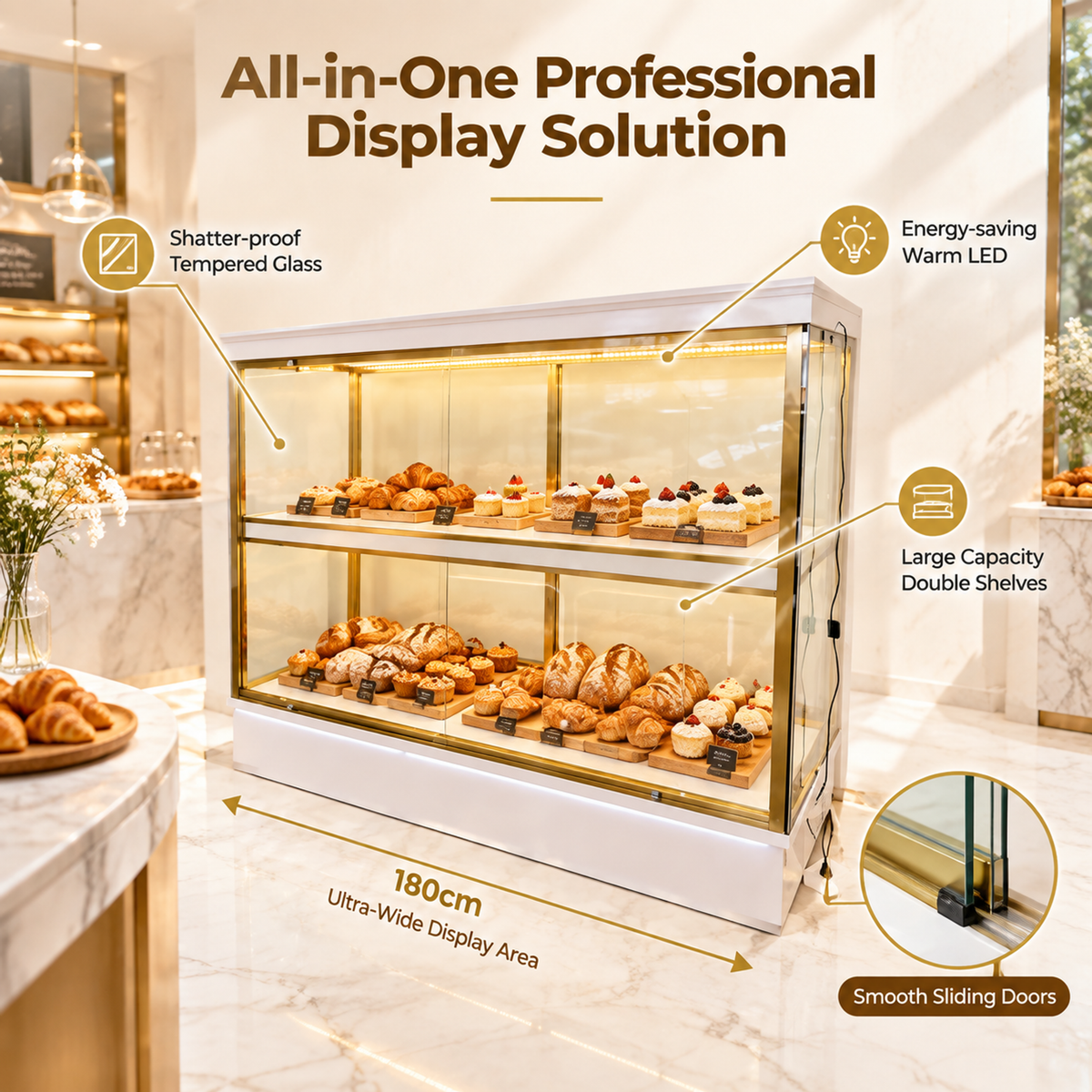 BCM-104 Cake Display Cabinet 180x55x180cm product image