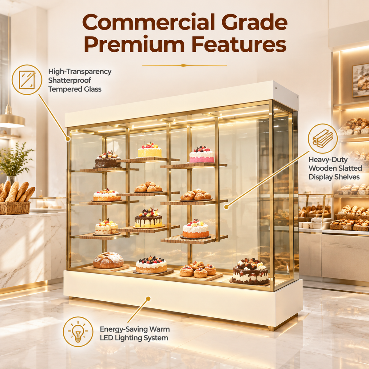 BCM-105 Cake Display Cabinet 250x55x180cm product image