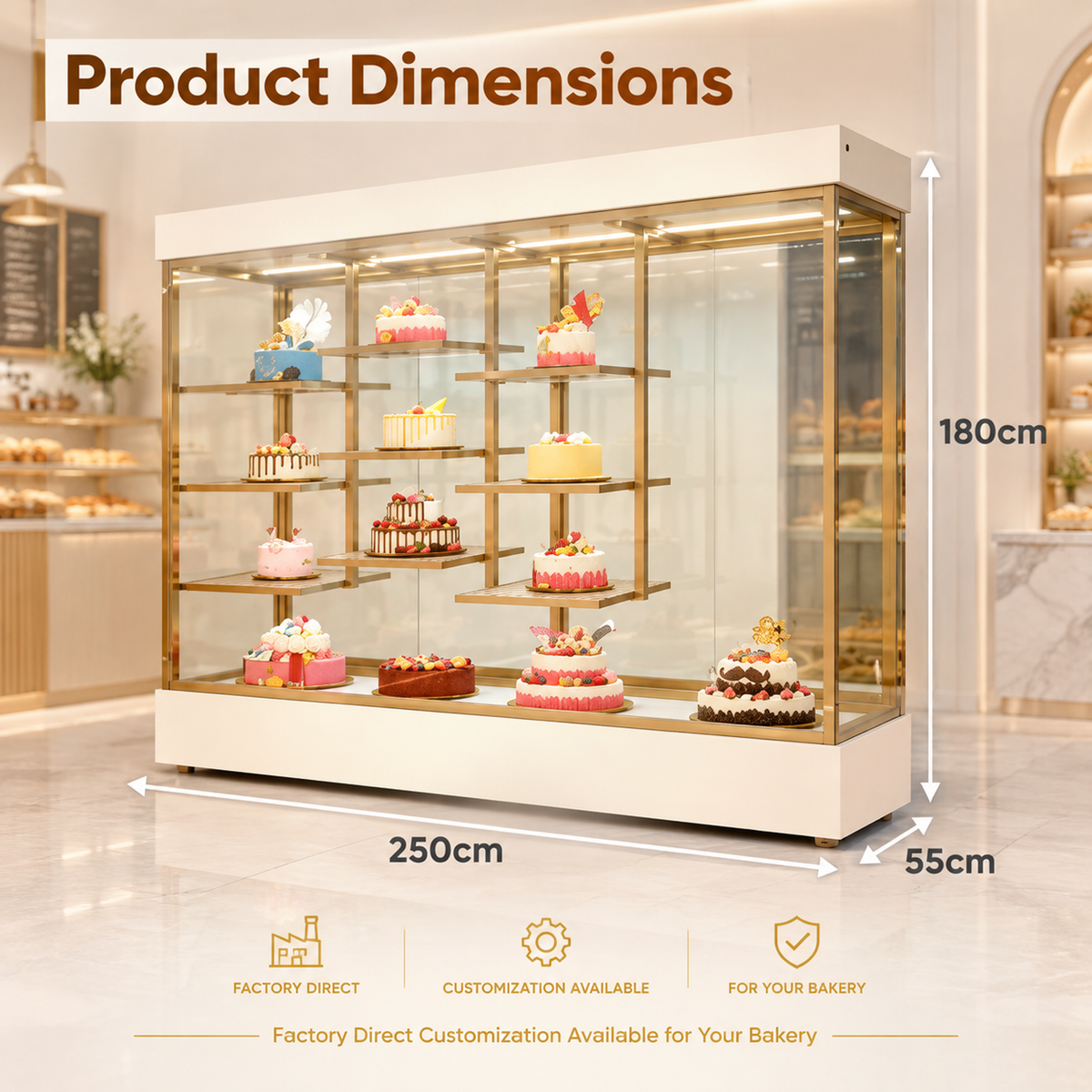 BCM-105 Cake Display Cabinet 250x55x180cm product image