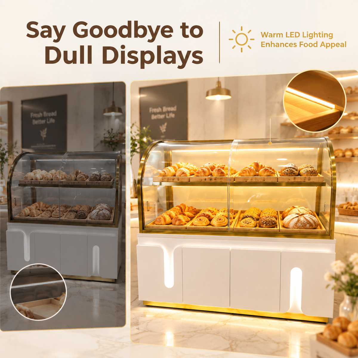 BKC-101 Curved Glass Bakery Display Cabinet 150x55x140cm product image