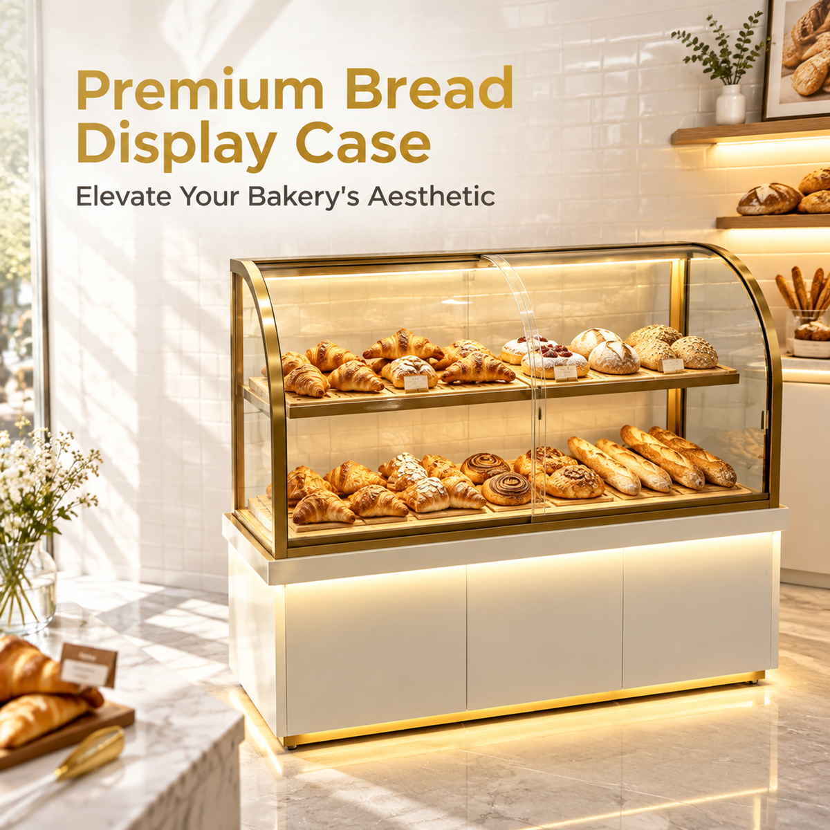 BKC-103 Curved Glass Bakery Display Cabinet 150x55x140cm product image