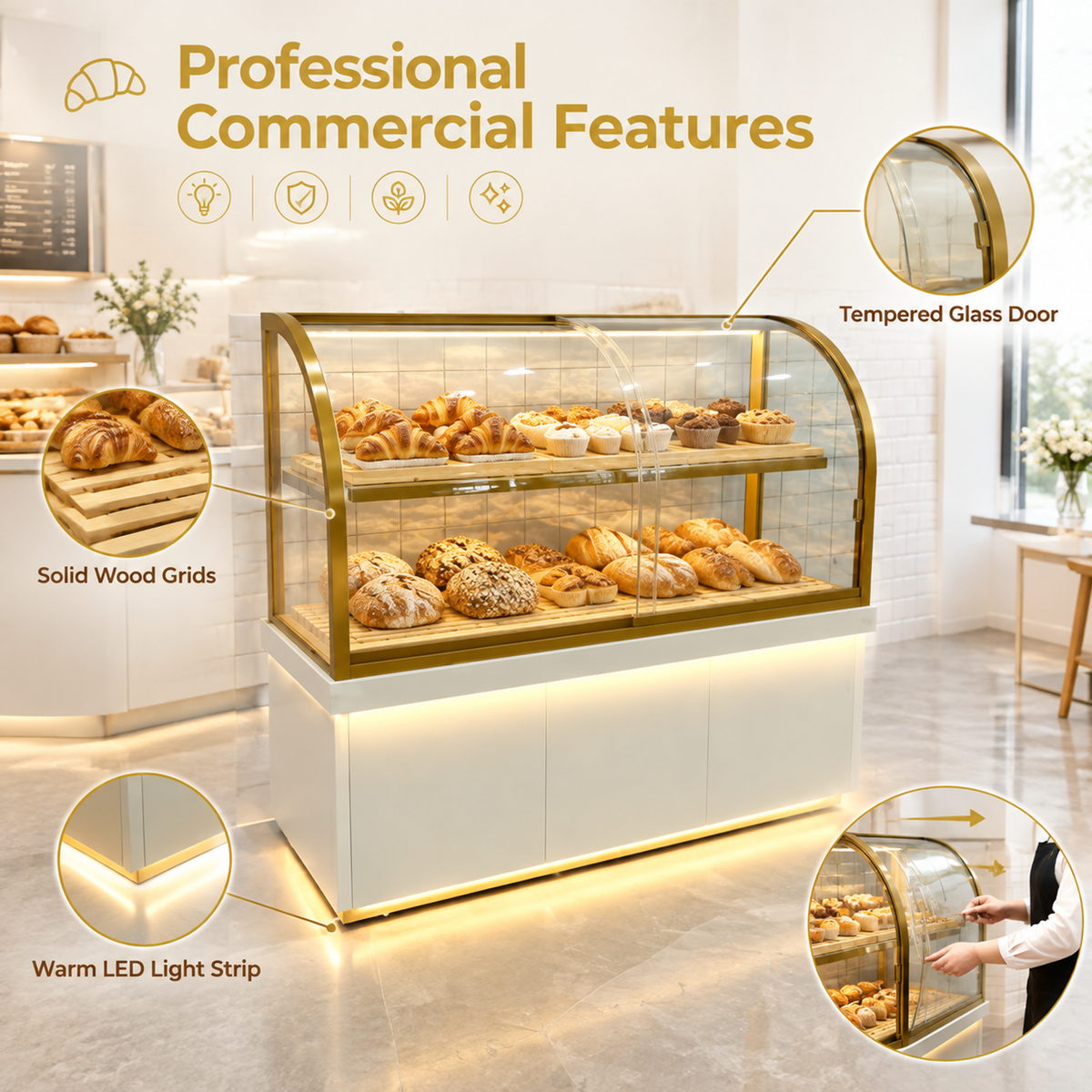 BKC-103 Curved Glass Bakery Display Cabinet 150x55x140cm product image