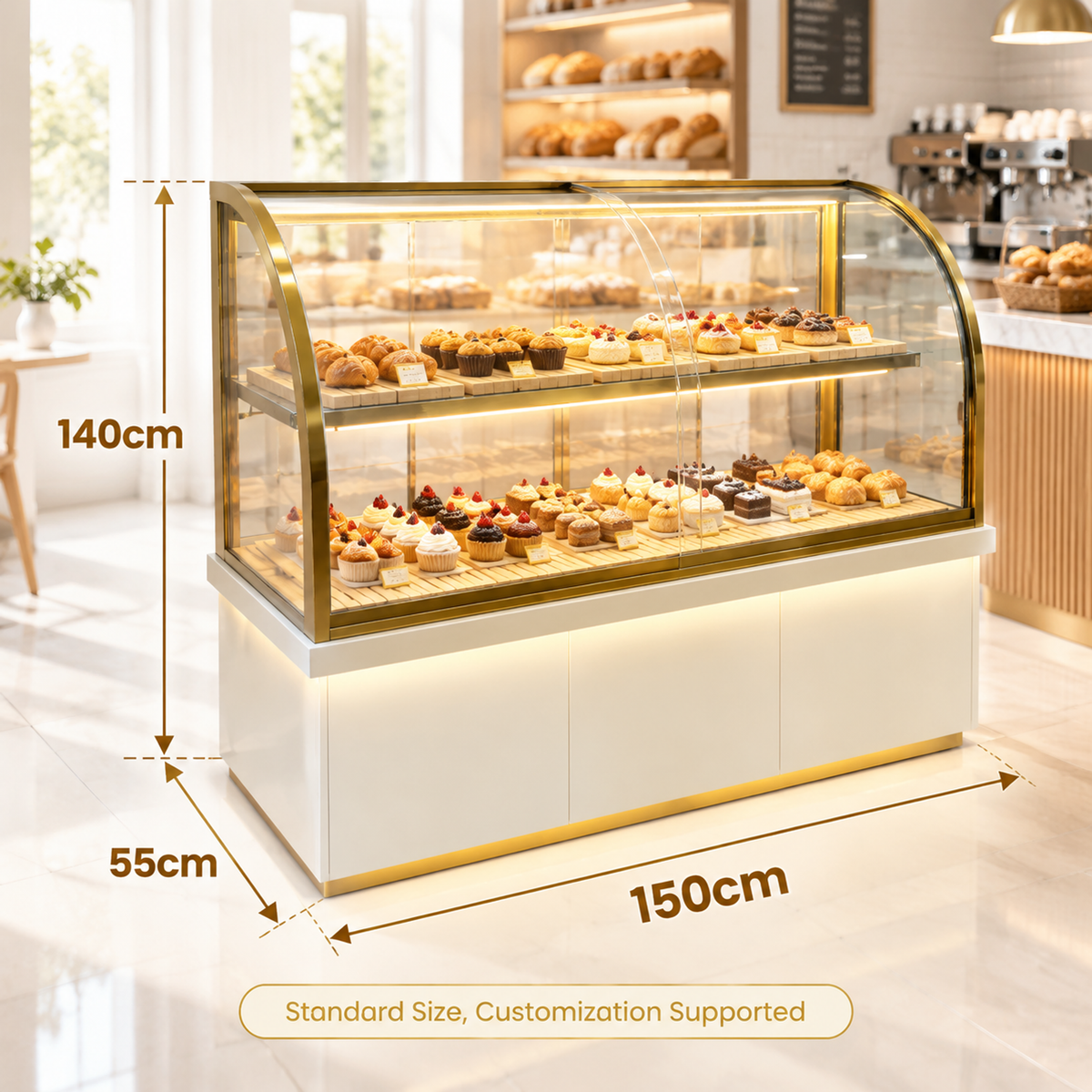 BKC-103 Curved Glass Bakery Display Cabinet 150x55x140cm product image