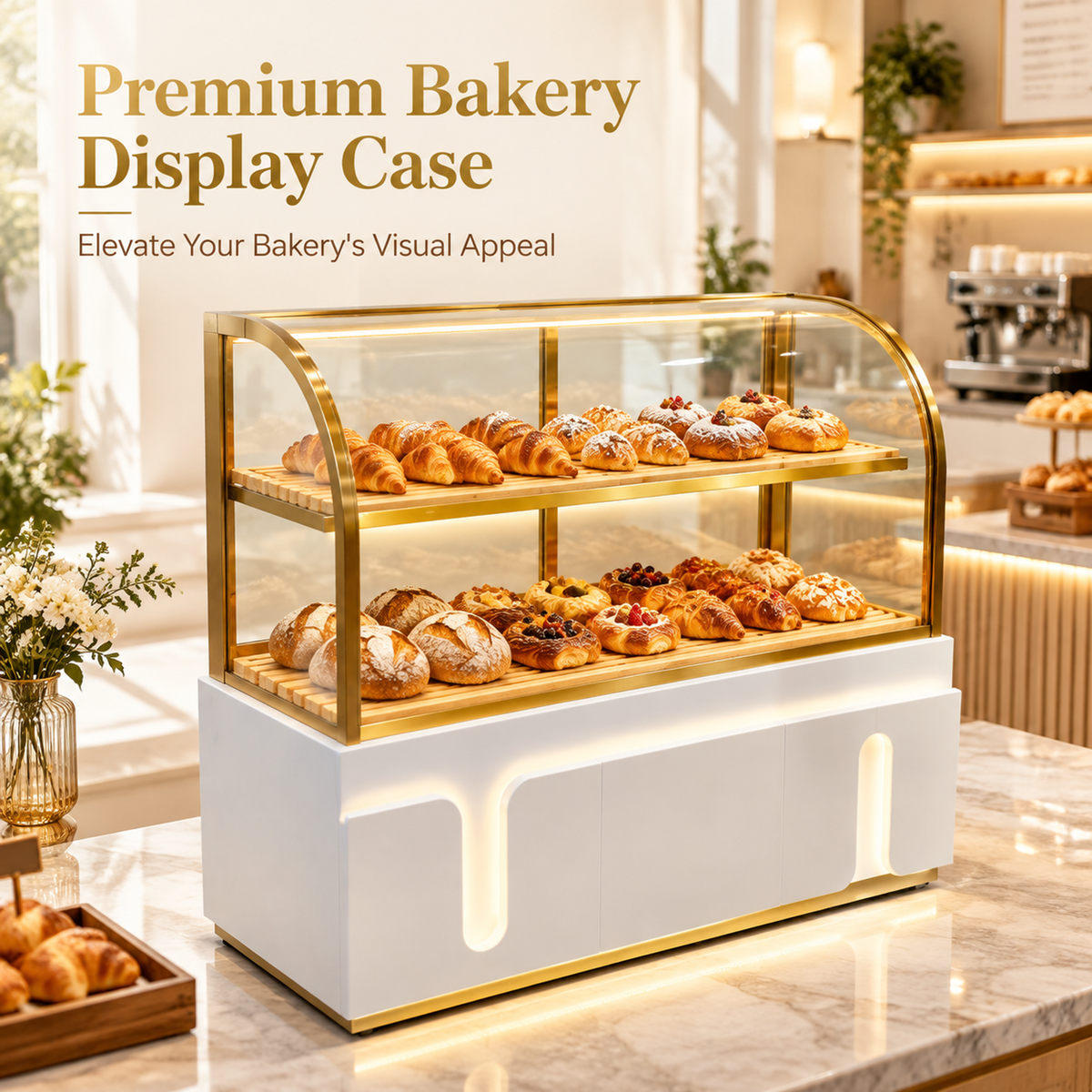 BKC-104 Curved Glass Bakery Display Cabinet 150x55x140cm product image