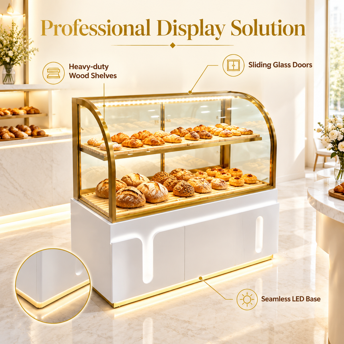 BKC-104 Curved Glass Bakery Display Cabinet 150x55x140cm product image