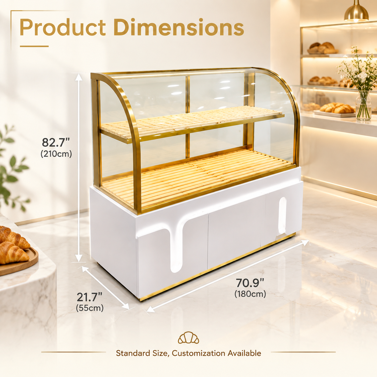 BKC-104 Curved Glass Bakery Display Cabinet 150x55x140cm product image