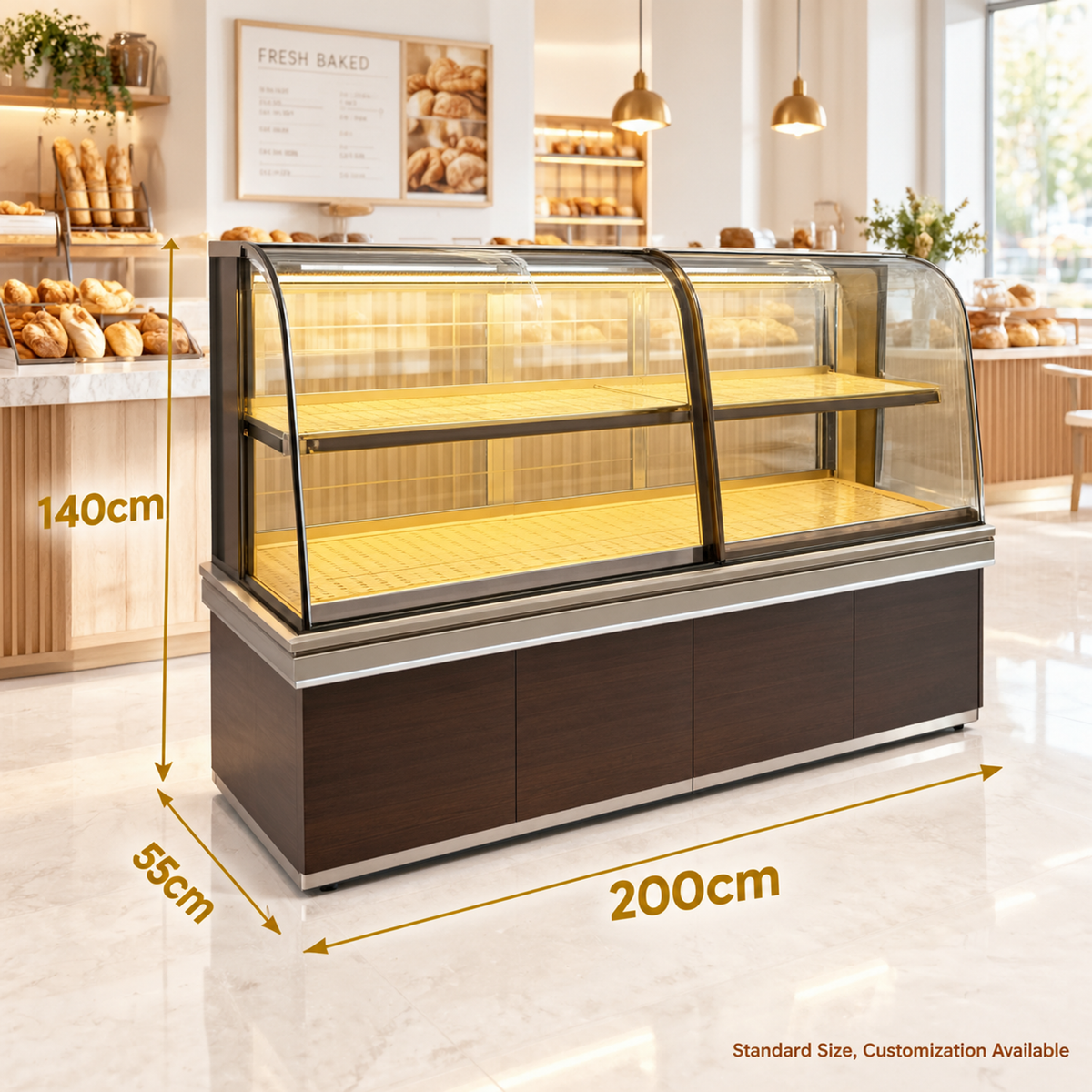 BKC-105 Curved Glass Bakery Display Cabinet 200x55x140cm product image