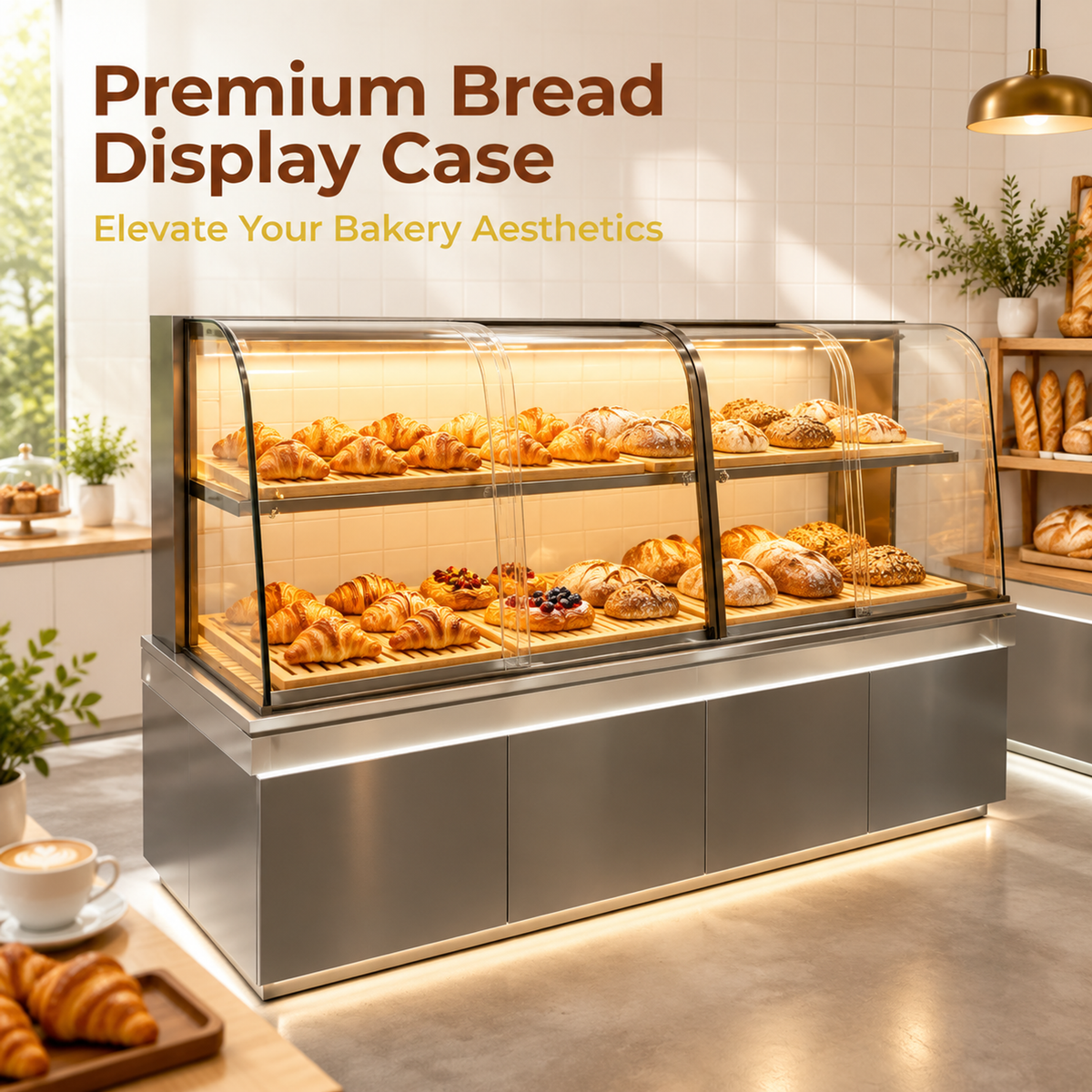 BKC-105 Curved Glass Bakery Display Cabinet 200x55x140cm product image