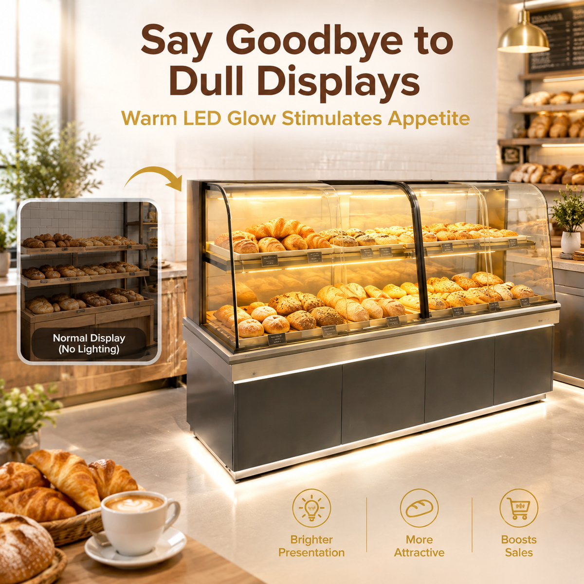 BKC-105 Curved Glass Bakery Display Cabinet 200x55x140cm product image