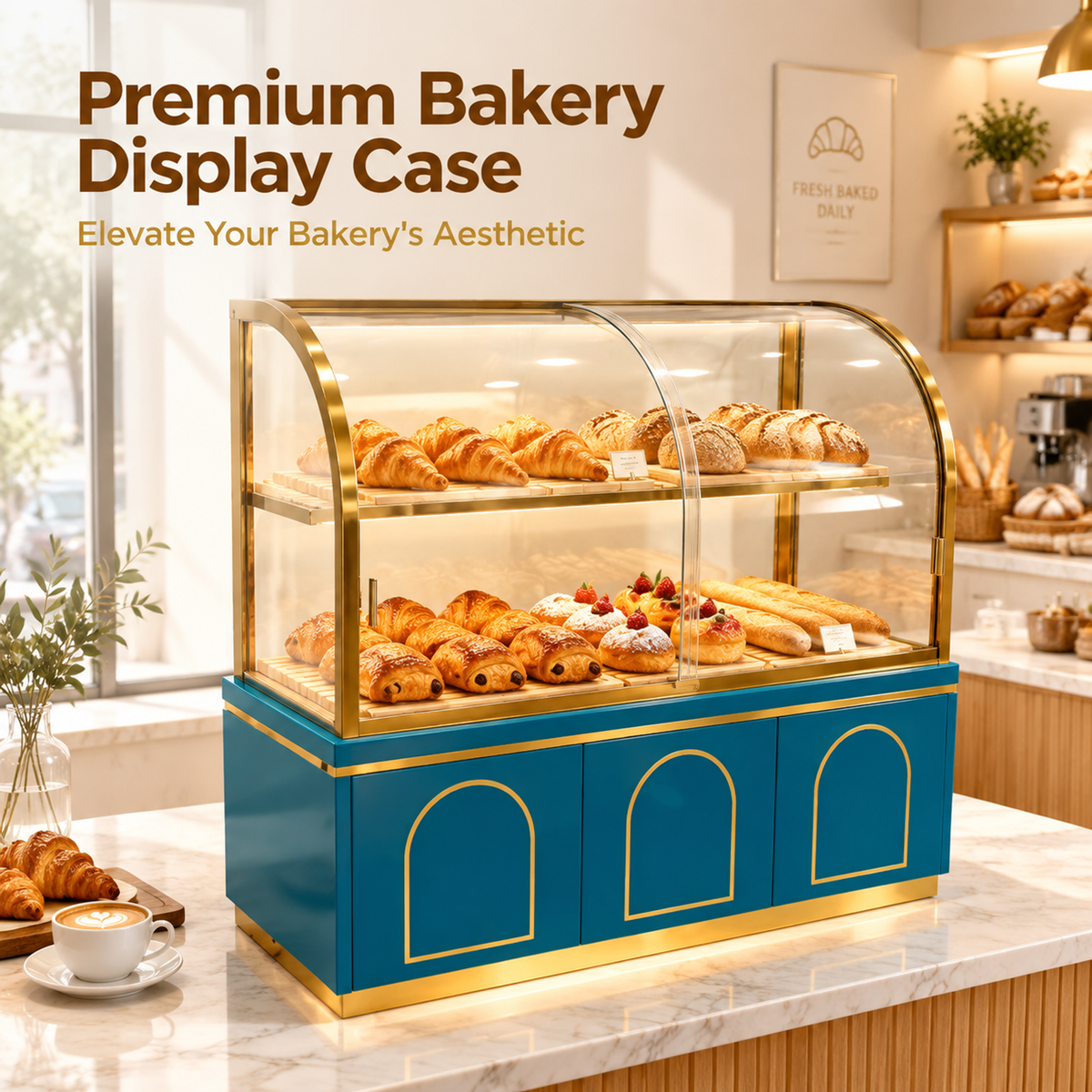BKC-106 Curved Glass Bakery Display Cabinet 150x55x140cm product image