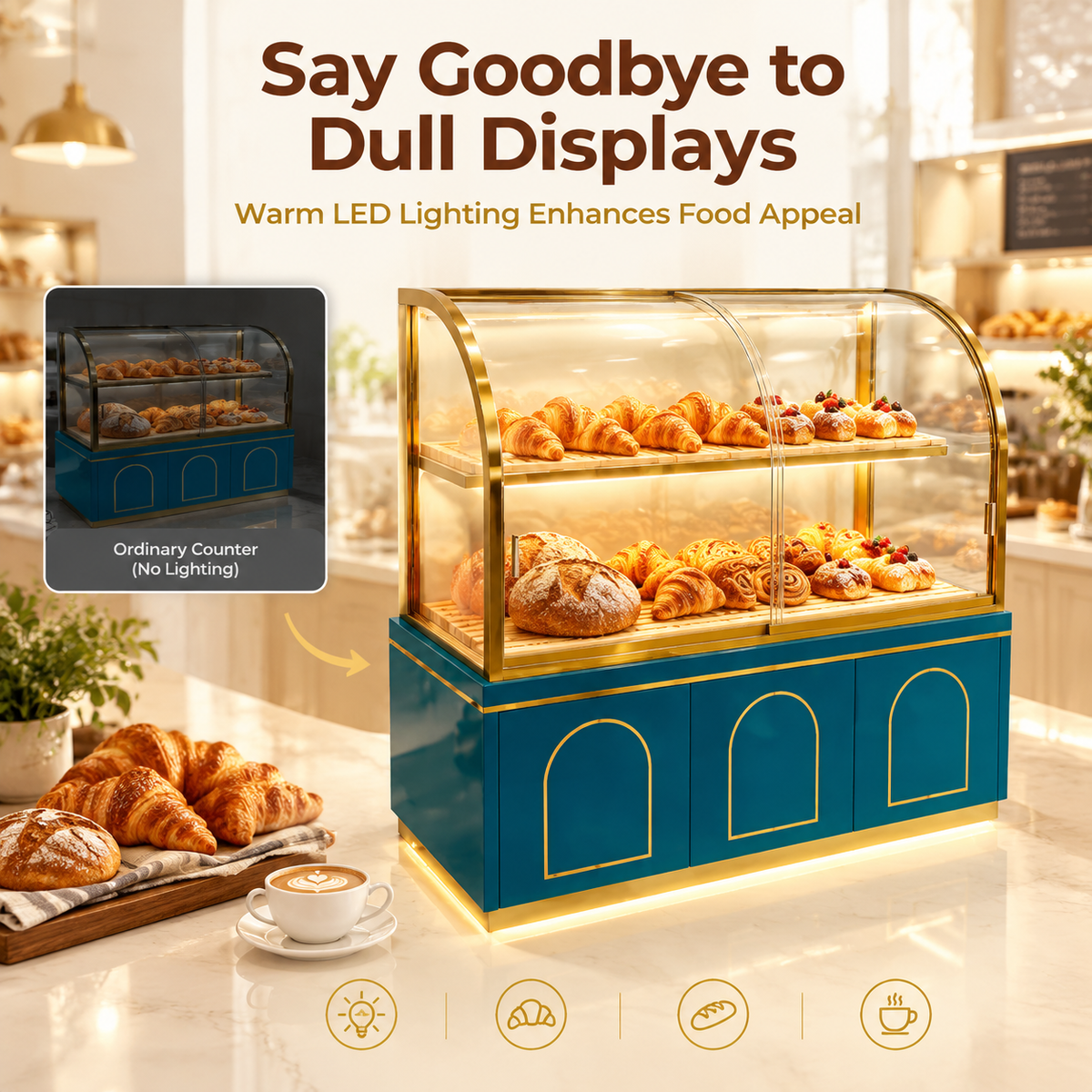BKC-106 Curved Glass Bakery Display Cabinet 150x55x140cm product image