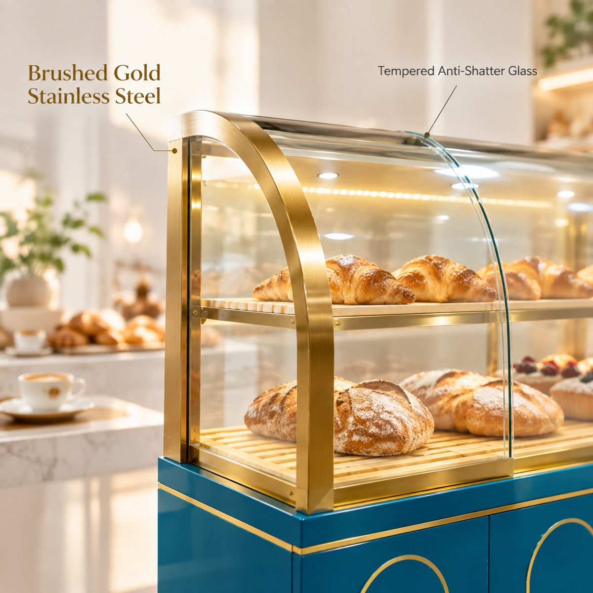 BKC-106 Curved Glass Bakery Display Cabinet 150x55x140cm product image