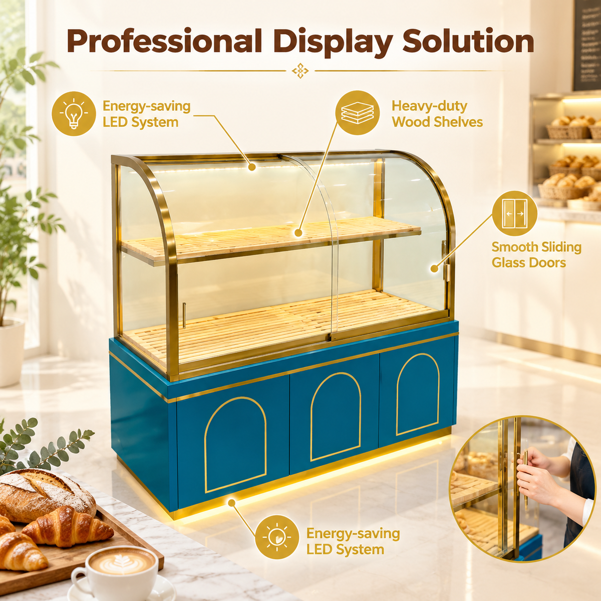 BKC-106 Curved Glass Bakery Display Cabinet 150x55x140cm product image