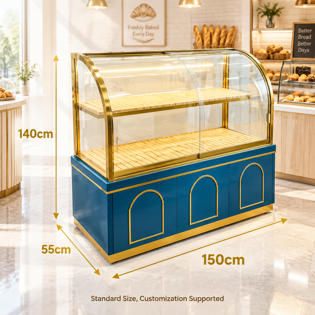 BKC-106 Curved Glass Bakery Display Cabinet 150x55x140cm product image
