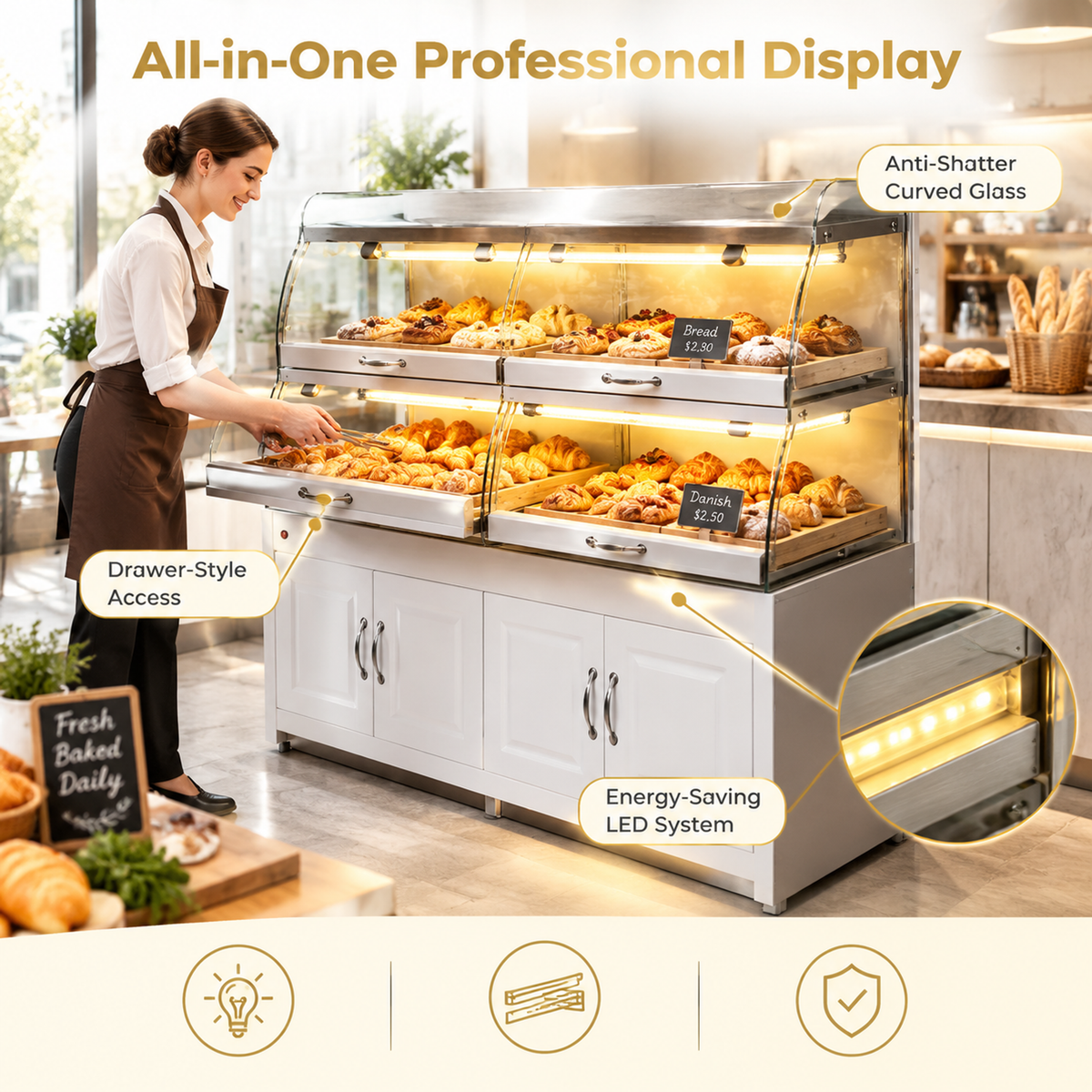 BKD-101 Drawer Base Side Bakery Display Cabinet 150x55x130cm product image