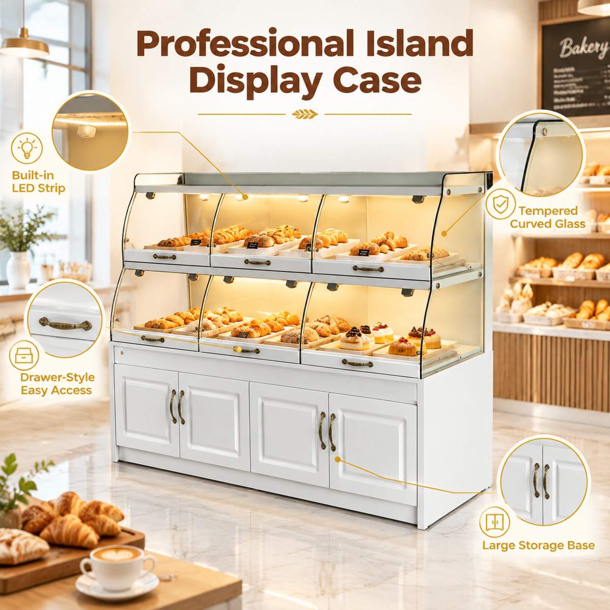 BKD-102 Drawer Base Side Bakery Display Cabinet 180x55x130cm product image