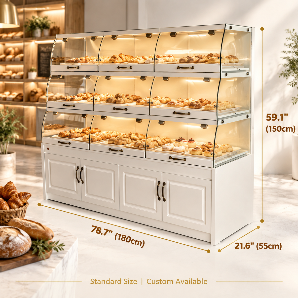 BKD-105 Drawer Base Side Bakery Display Cabinet 180x55x150cm product image