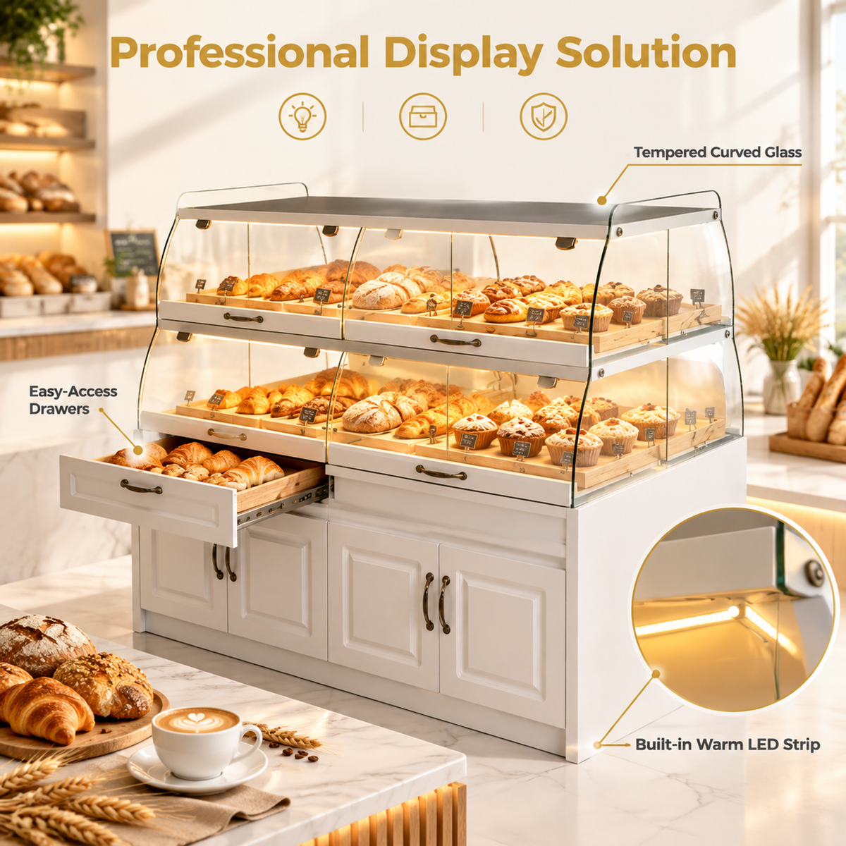 BKD-108 Drawer Base Island Bakery Display Cabinet 200x100x130cm product image
