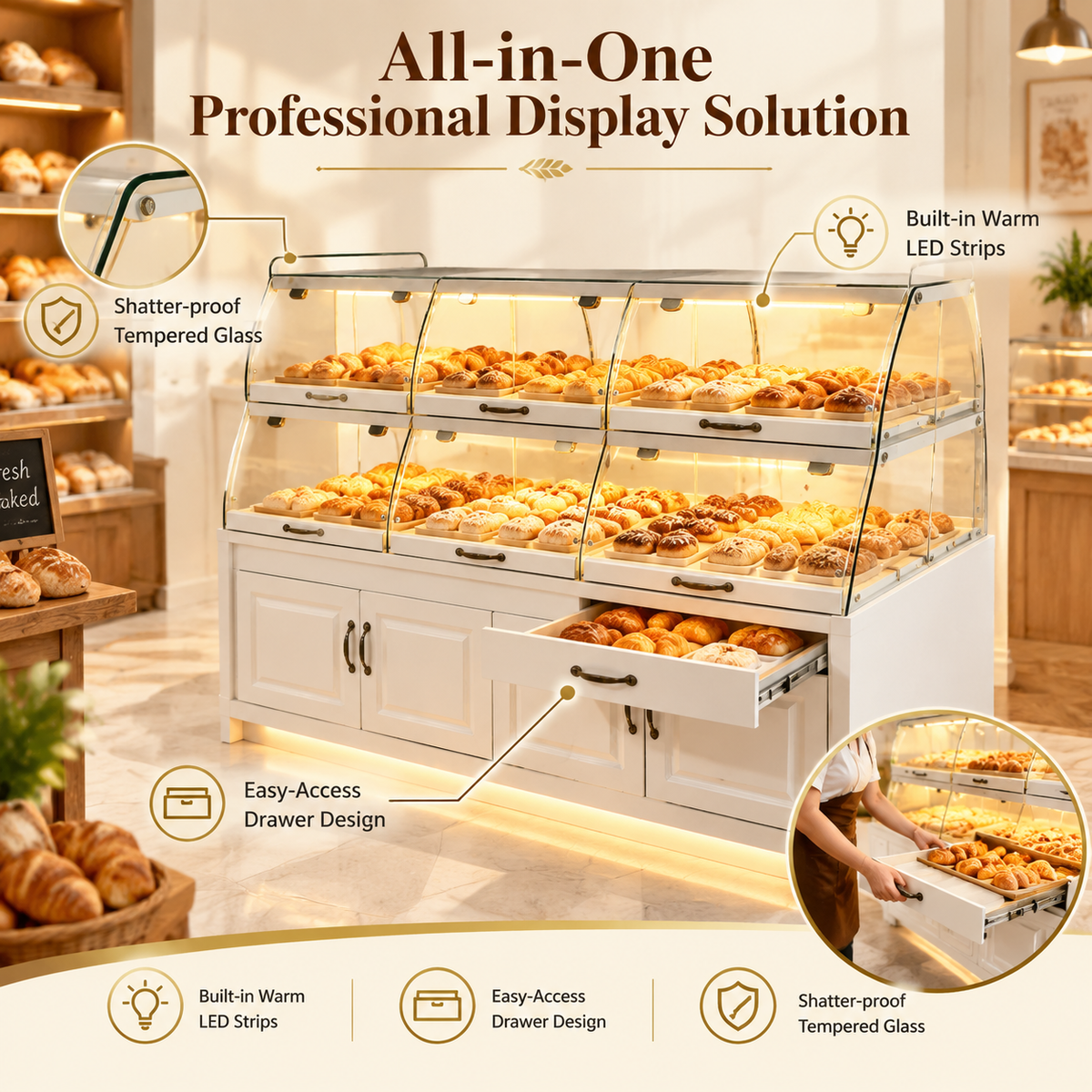 BKD-110 Drawer Base Island Bakery Display Cabinet 200x100x130cm product image