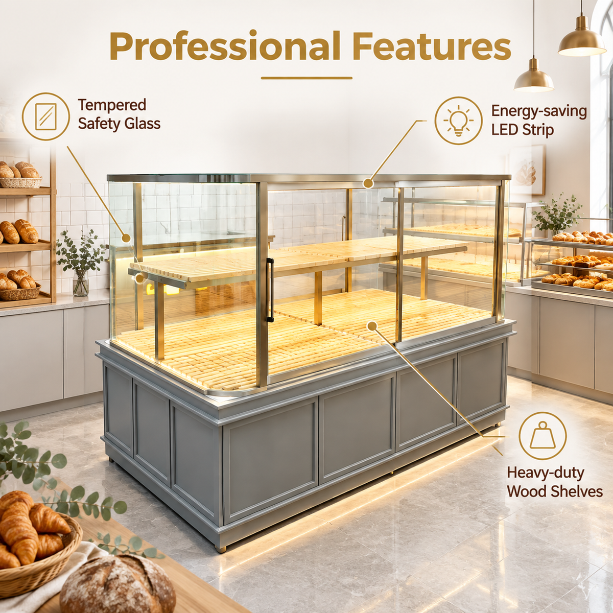 BKM-106 Island Bakery Display Cabinet 200x100x140cm product image