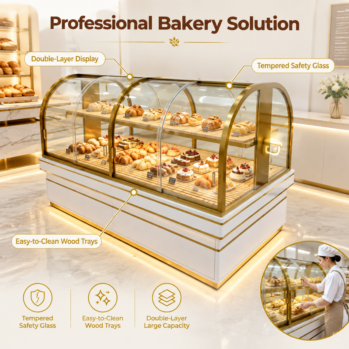 BKM-112 Island Bakery Display Cabinet 200x100x140cm product image