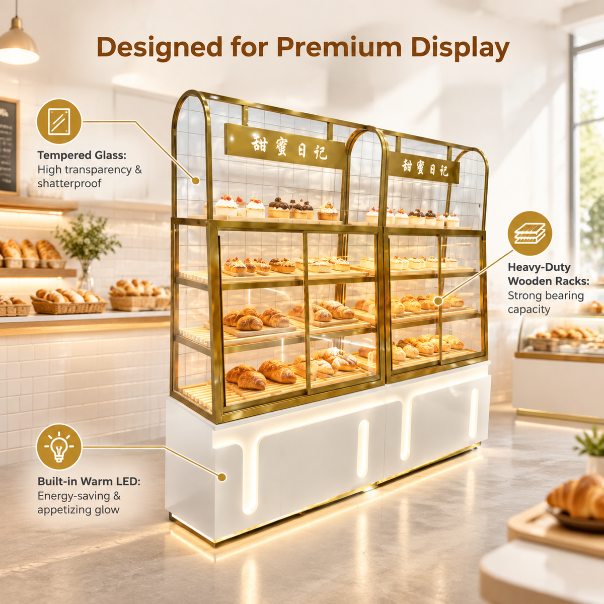 BKO-102 Open Shelf Bakery Display Cabinet 180x55x210cm product image