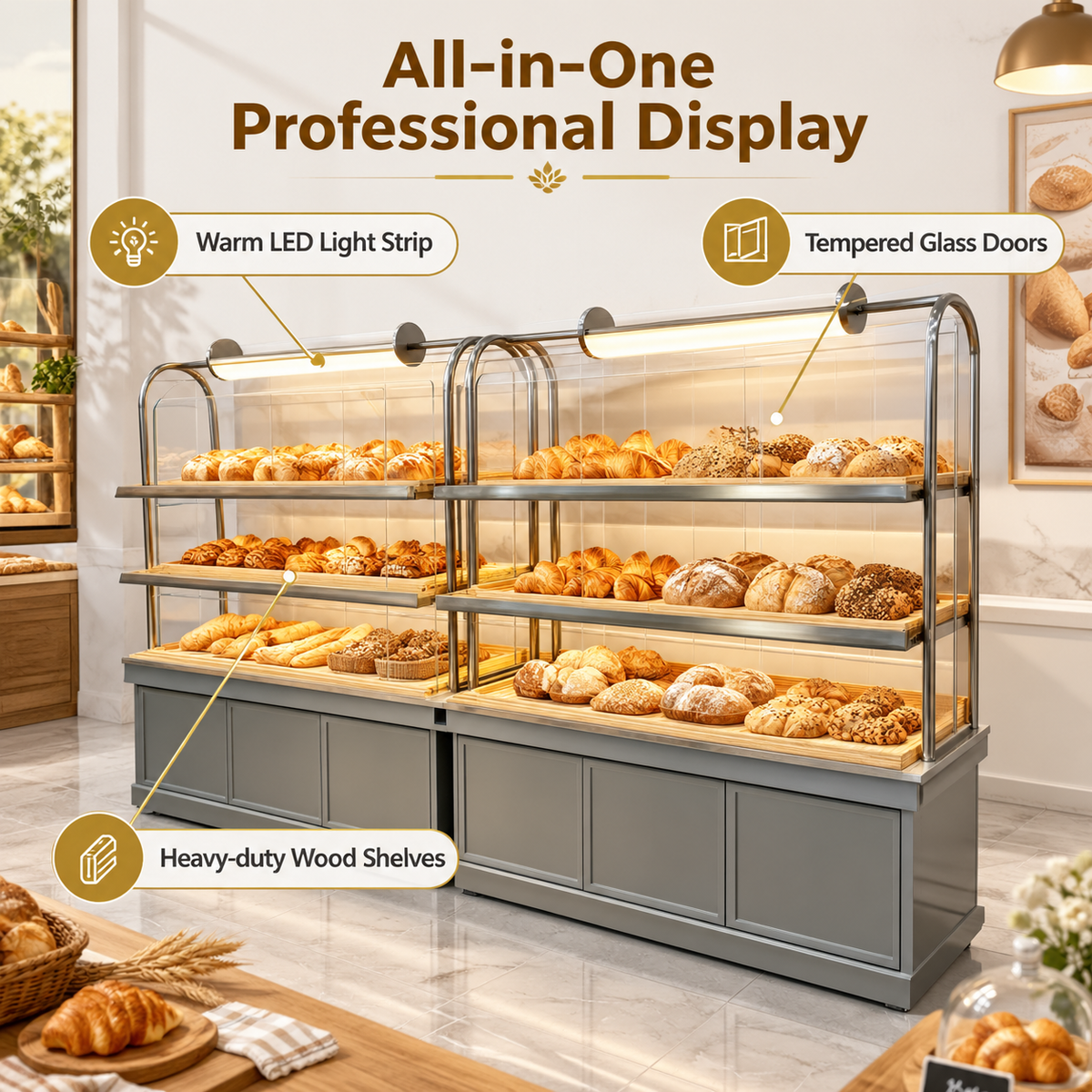 BKO-103 Open Shelf Bakery Display Cabinet 150x55x180cm product image