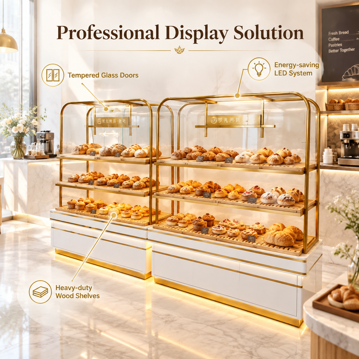 BKO-105 Open Shelf Bakery Display Cabinet 180x55x210cm product image
