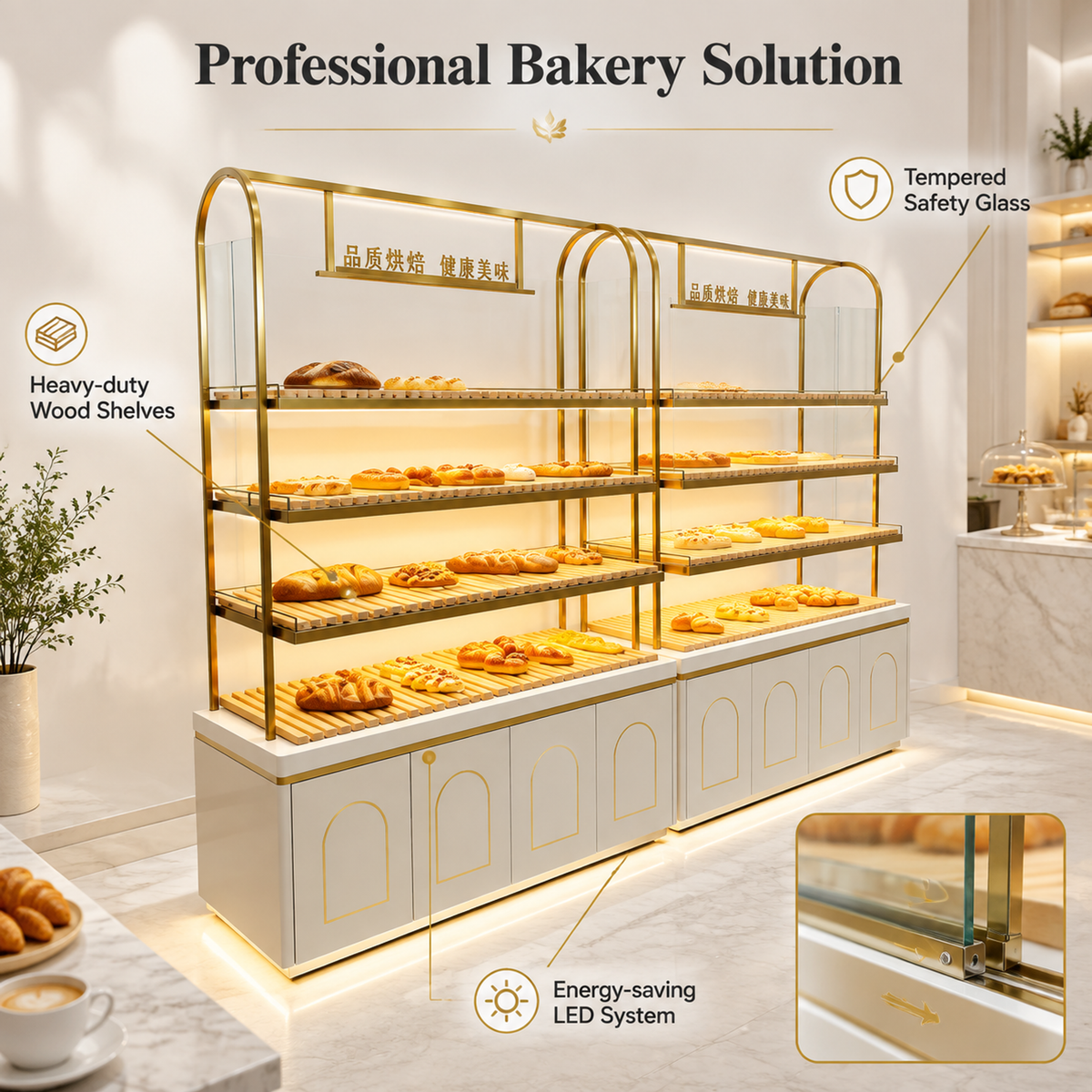 BKO-107 Open Shelf Bakery Display Cabinet 180x55x210cm product image