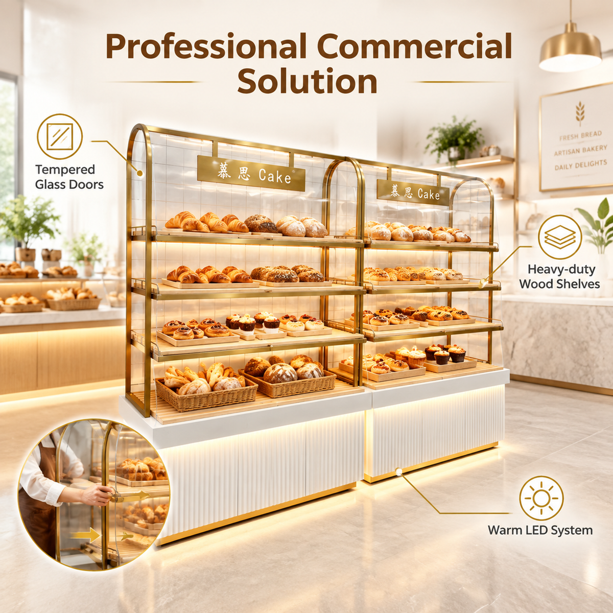 BKO-109 Open Shelf Bakery Display Cabinet 180x55x210cm product image