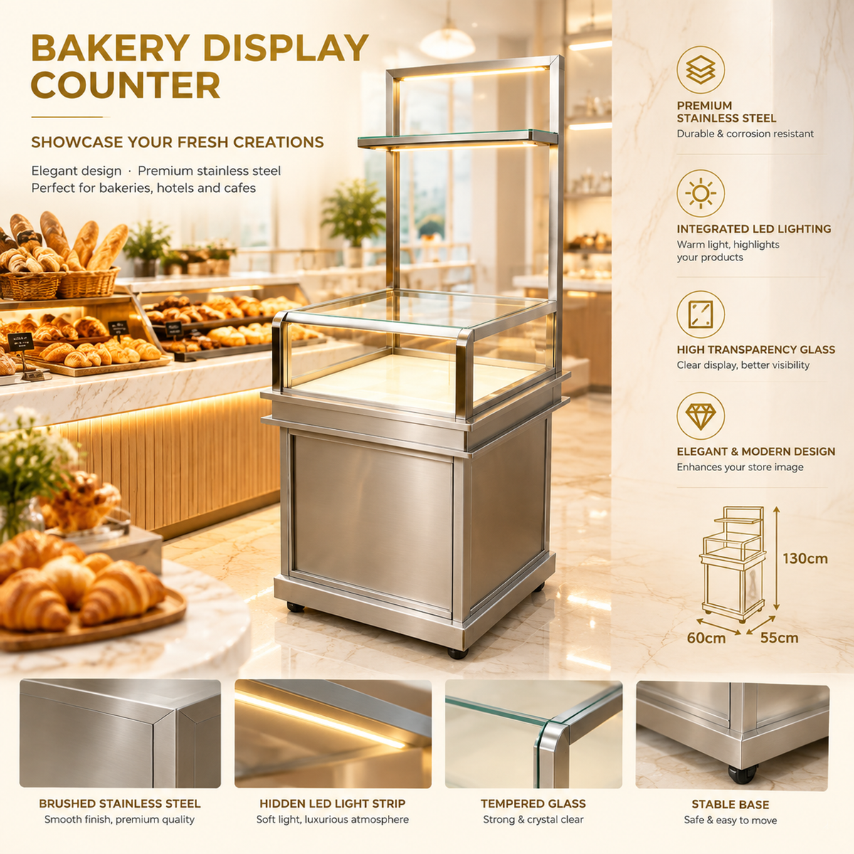 BKP-108 Bakery Tray and Tongs Station 60x55x130cm product image