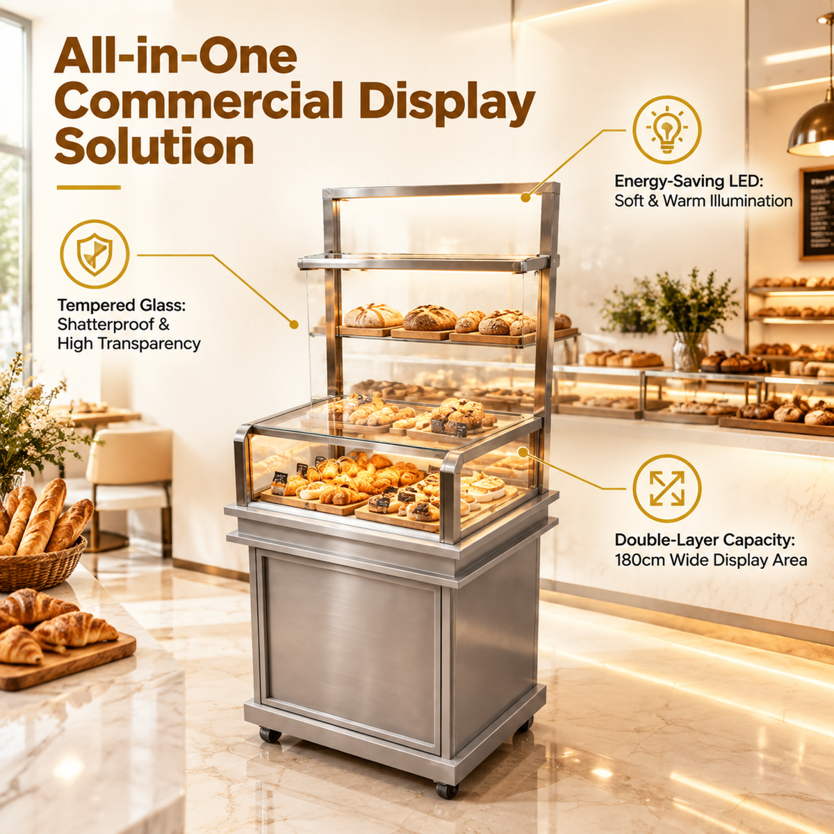 BKP-108 Bakery Tray and Tongs Station 60x55x130cm product image